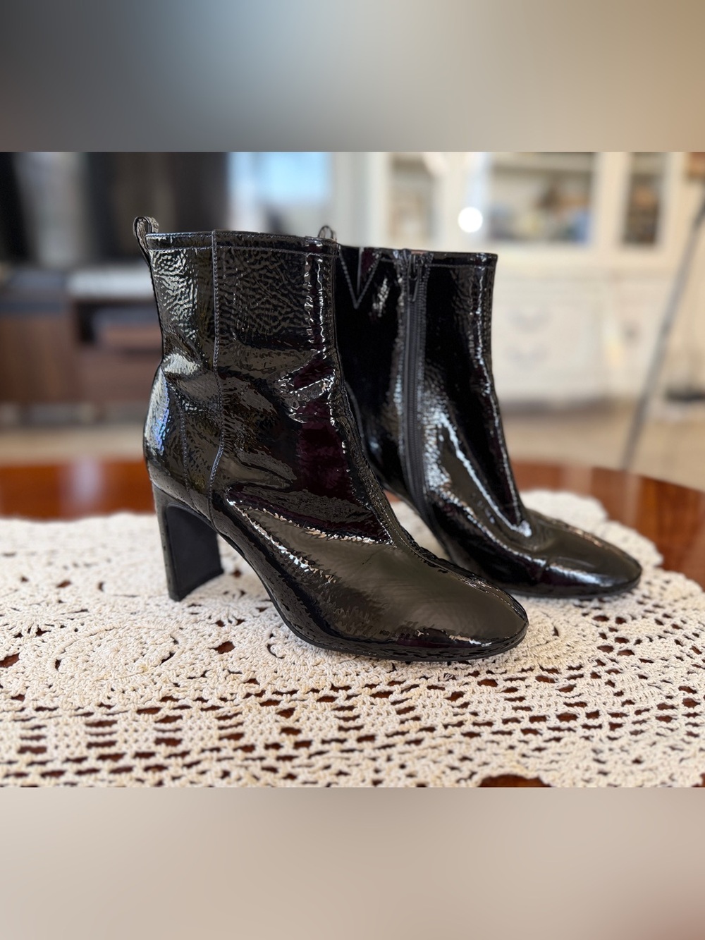 Jeffrey Campbell Black Patent Ankle Booties